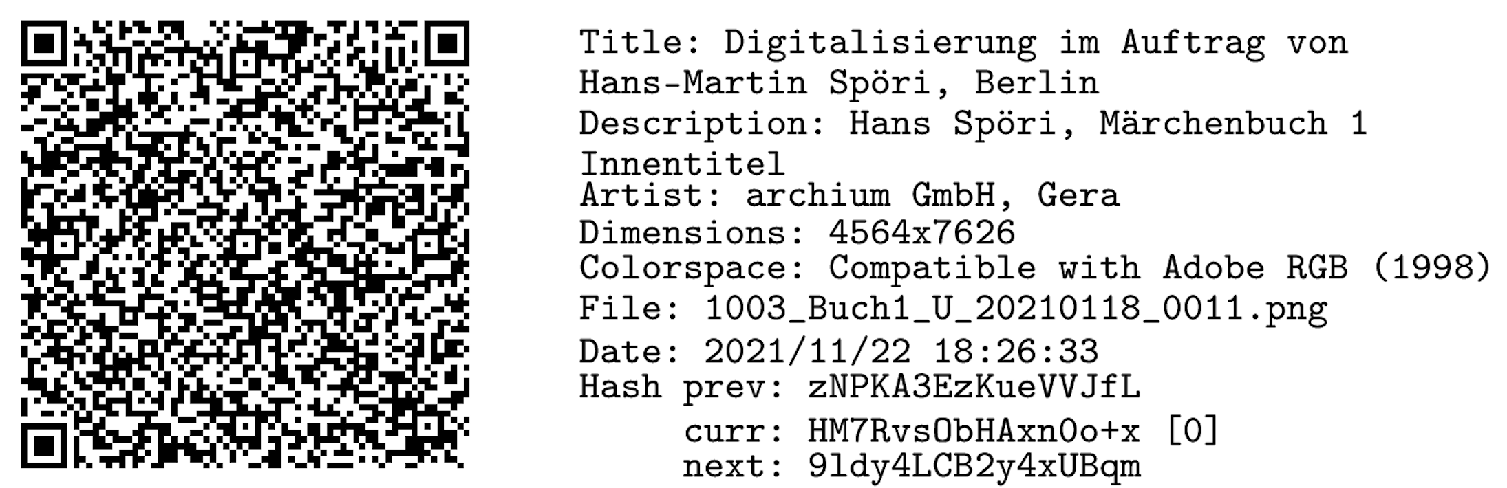 QR-Code und Metadaten